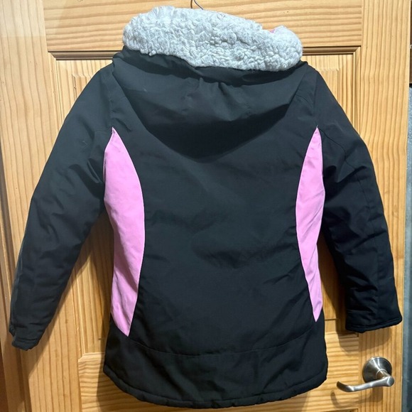 Gerry Girls Ski Snow Jacket Black Pink Insulated Hooded Size M 10 12 - Picture 7 of 11
